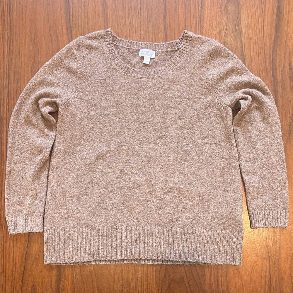Market & Spruce Light Brown Crew Neck Sweater